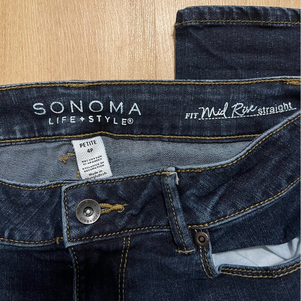 Sonoma Petite 4P Mid Rise Straight Jeans